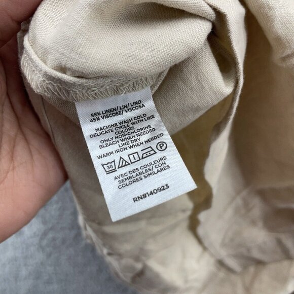 Loft Womens Button Up Large Tan Beige‎ Linen Blend Long Sleeve New Lagenlook New - Picture 6 of 12